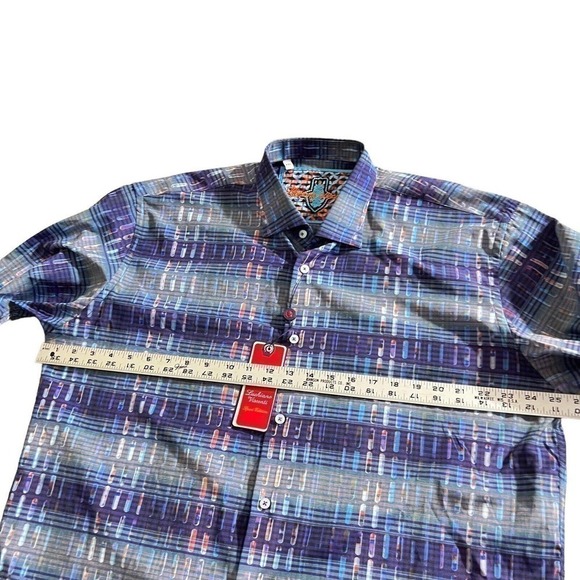 Luchiano Visconti Men's XXL Long Sleeve Button Down Cotton Blend Blue Multi NWT - Picture 13 of 16